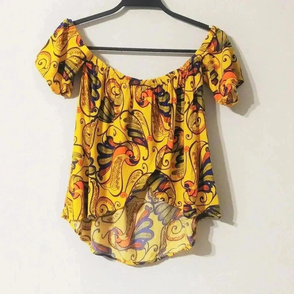Love J Floral Print Cold Shoulder Crop Top